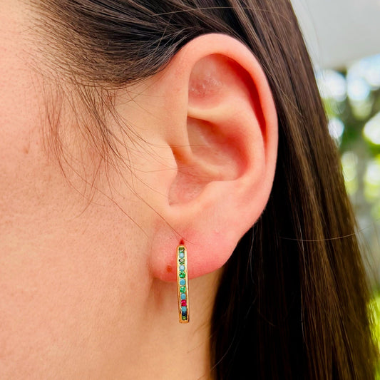 Colored Diamond Hoop Earrings.