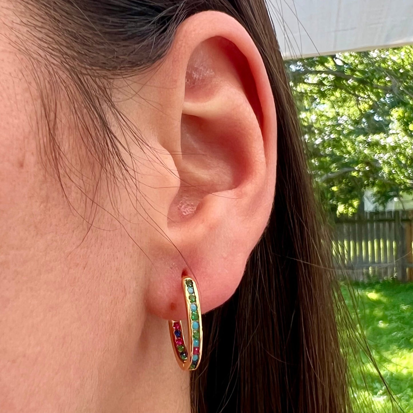 Colored Diamond Hoop Earrings.